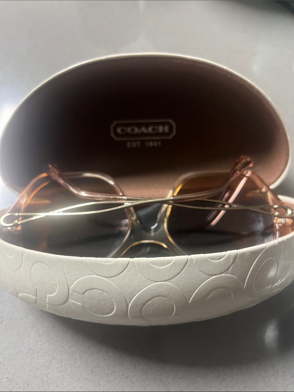Coach sunglasses transparent peach